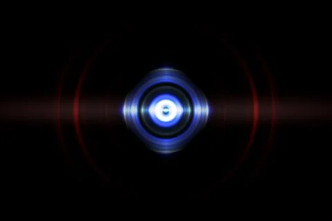 Abstract light blue circle with red sound waves oscillating, technology Stock Illustration
