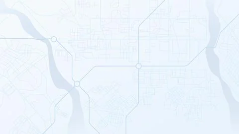 Abstract Light Blue City Map with Streets Rivers and Transport Hub Connection Stock Illustration