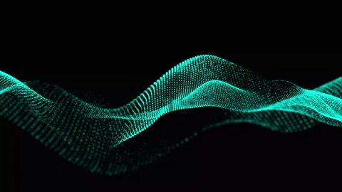 Abstract light blue color dots net particles flowing wave animated pattern .. Stock Footage 290856563