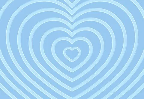 Abstract light blue concentric hearts background with a glossy, glass-like .. Stock Illustration
