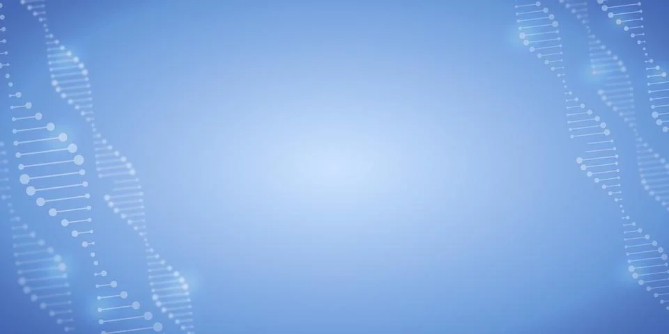 Abstract Light Blue DNA Double Helix Background with Center Copy Space Stock Illustration