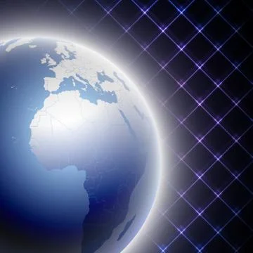 Abstract light blue globe on black background vector illustration Stock Illustration