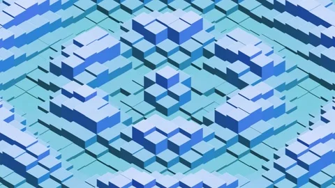Abstract light blue isometric cubes wave loop background Stock Footage 344855183