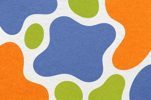 Abstract light blue, orange, green paper texture background with amorphous fl Stock Illustration