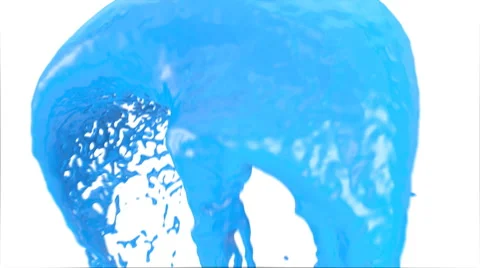 Abstract light blue paint splash passing screen, isolated on white (FULL HD) Video stock 47404737