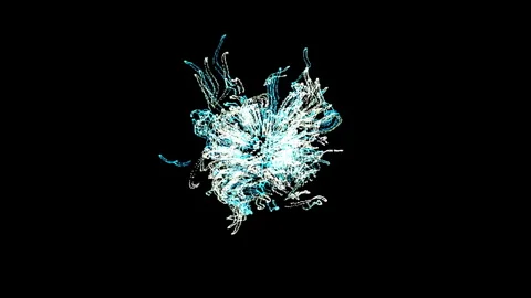 Abstract Light Blue Particles Forming a Complex Shape on a Black Background Stock Footage 309844358