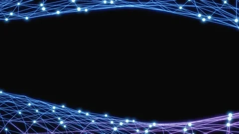 Abstract light blue polygon screen frame template on black backgroun Video stock 201483923