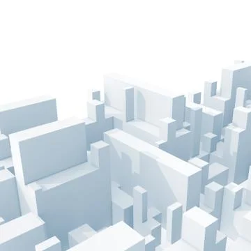 Abstract light blue schematic 3d cityscape isolated Stock Illustration