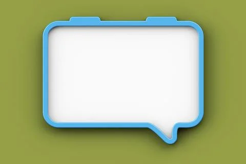 Abstract light blue square frame on green background, Speech bubble Stock Illustration