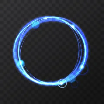 Abstract light blue vector circle on transparent background. Round shining Illustrazione stock