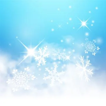 Abstract Light Blue Winter Background with Snowflakes and Starlets 스톡 일러스트