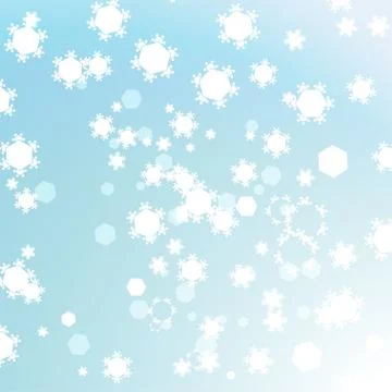 Abstract light blue winter background with hexagon shapes and snowflakes. Stock Illustration
