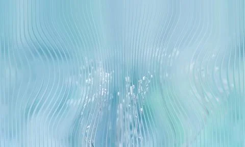 Abstract light blue winter background with wavy vertical fluted glass lines.. Stock Photos