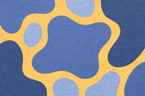 Abstract light blue, yellow, navy paper texture background with amorphous flu Illustrazione stock