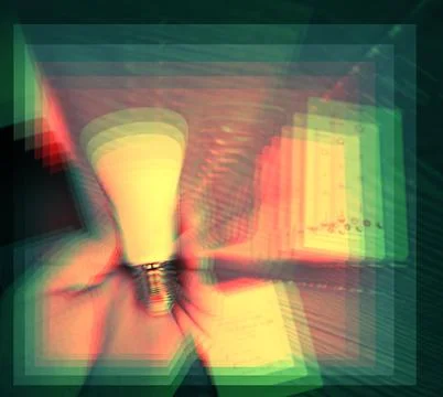 Abstract Light Bulb and Hand in Motion Stock-Illustration