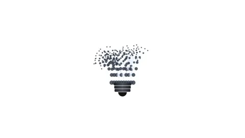 Abstract light bulb concept with floating digital particles on white motion.. Stock Footage 341907849