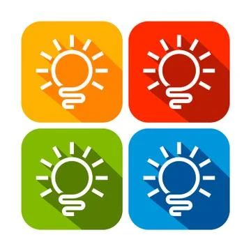 Abstract Light Bulb Rounded Square Icons Stock Illustration