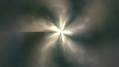 Abstract Light Burst Centering Radiant Rays in Soft Atmospheric Field Stock Footage 327605191