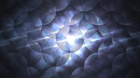 Abstract Light Burst with Circular Lens Flare Effect in Deep Blue Tones Stock Illustration