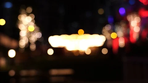 Abstract light carousel at night; Blur Carousel and bokeh of light Stock Footage 125164818