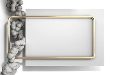 Abstract light color frame as background with soft beton balls 3d render imag Stock Illustration