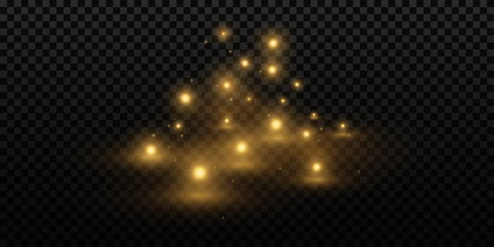 Abstract light effect on a dark transparent background. Glittering ball. Spar Stock Illustration