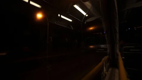 Abstract light effects - traffic from moving bus window Stock Footage 97173346