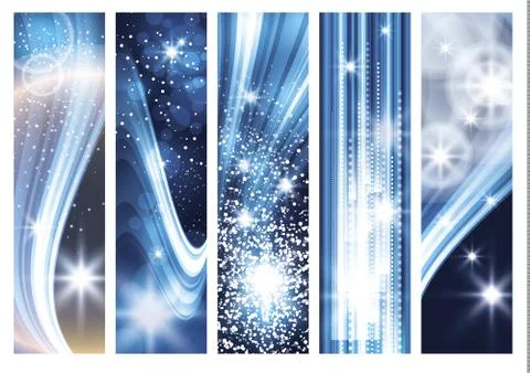Abstract light glowing banner set Stock Illustration