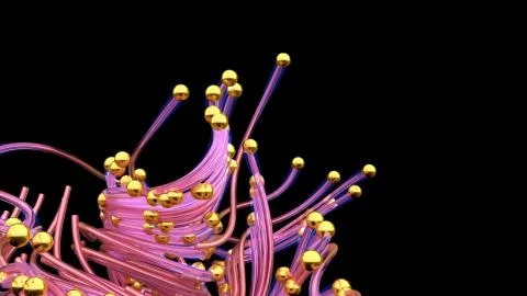 Abstract light glowing gold shape black background. 3d illustration, 3d rende Stock Illustration