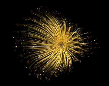 Abstract light glowing gold shape black background. 3d illustration, 3d rende Stock Illustration