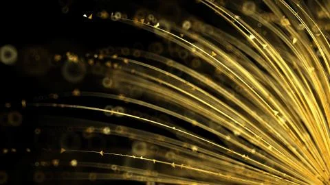 Abstract light glowing gold shape black background. 3d illustration, 3d rende Stockillustratie