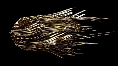 Abstract light glowing gold shape black background. 3d illustration, 3d rende Stock Illustration