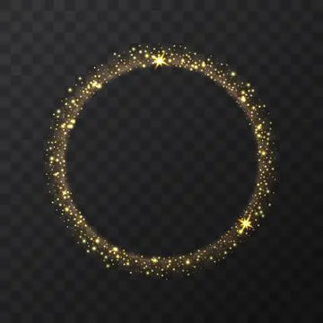 Abstract light gold vector circle on transparent background. Round shining Stock Illustration