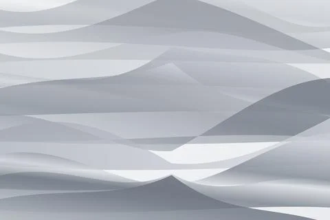 Abstract light gray and white wavy layered background with flowing transluc.. Stock Illustration