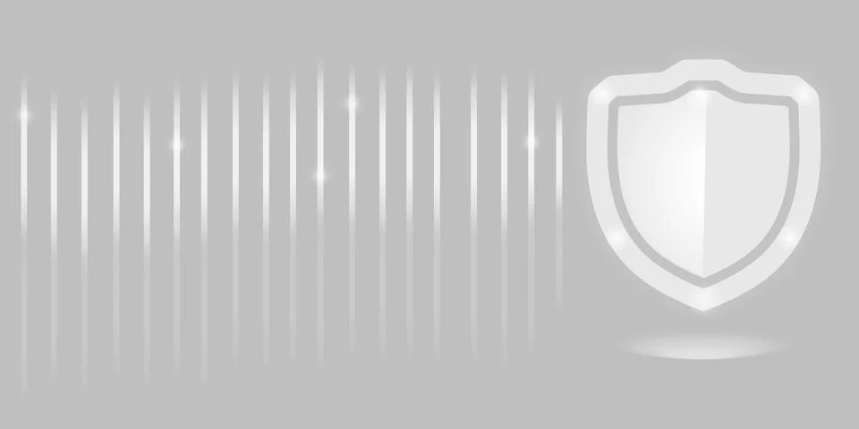 Abstract Light Gray Security Shield with Glowing Digital Data Lines Background 库存插图