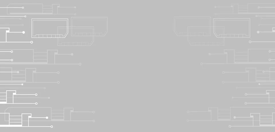 Abstract Light Gray Technology Circuit Background with Center Copy Space Stock Illustration