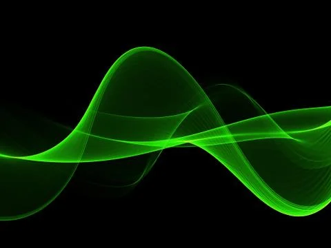 Abstract Light green wave on black background Stock Illustration