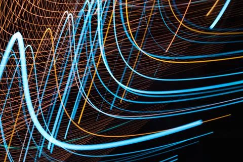 Abstract light line background.Light trails on dark background. Stock Illustration
