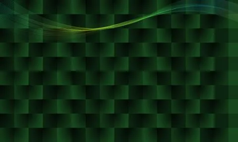 Abstract light line wave on green gardient color background. 스톡 일러스트