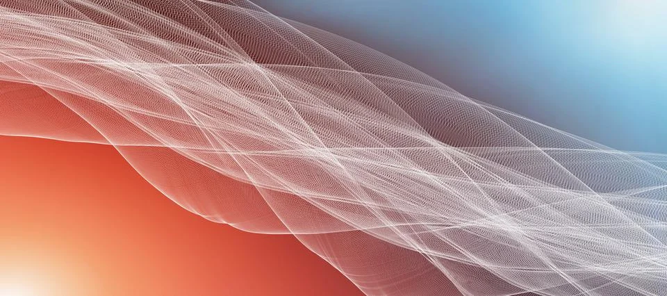 Abstract light lines in the form of wave on color gradient background Stock Illustration