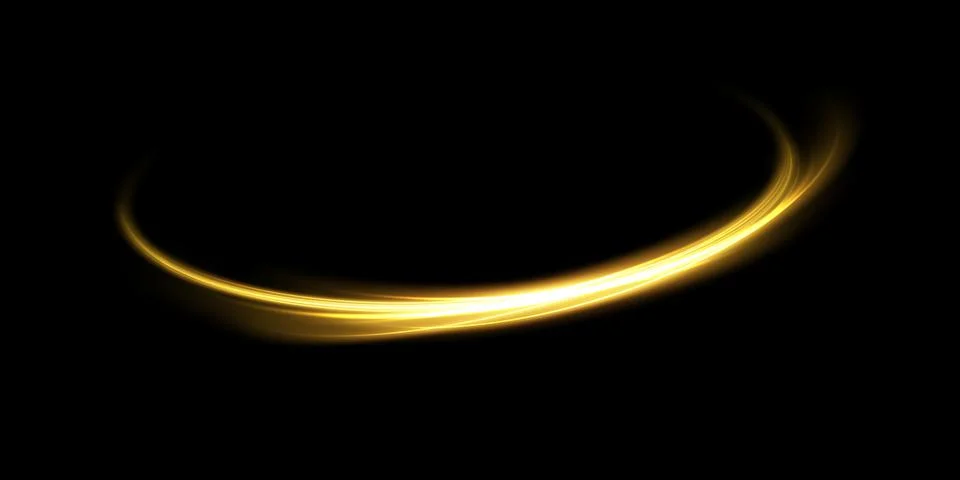 Abstract light lines of motion and speed in golden color. Light everyday glowing Stock-Illustration