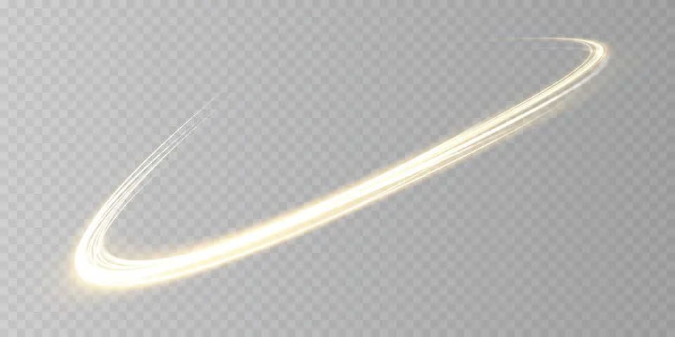 Abstract light lines of motion and speed in golden color. Light everyday glowing Stockillustratie