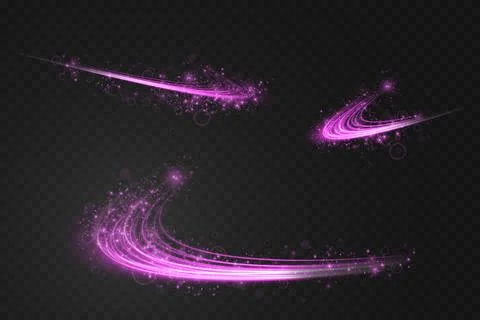 Abstract light lines of movement and speed in purple. Light everyday glowing Stockillustratie