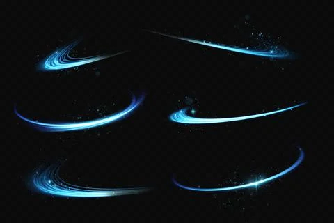 Abstract light lines of movement and speed in blue. Light everyday glowing Ilustração Stock