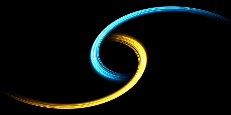 Abstract light lines of movement and speed in blue and gold. Light everyday Stockillustratie