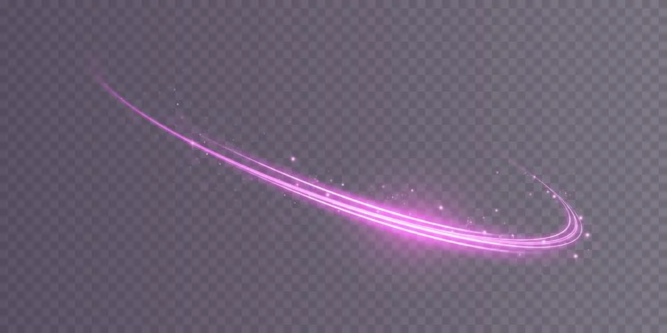 Abstract light lines of movement and speed with purple color sparkles. Light Stock Illustration