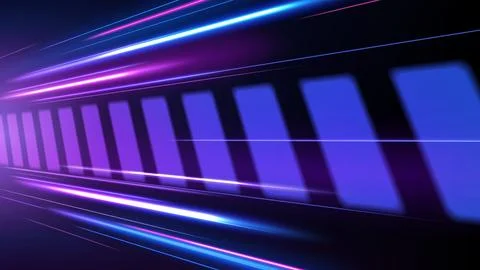 Abstract Light Lines Passed Along The Edge of The Hallway, Vector Illustratio Stock Illustration