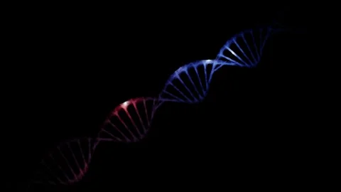 Abstract light motion on dna chain on black loop background Stock Footage 334083631