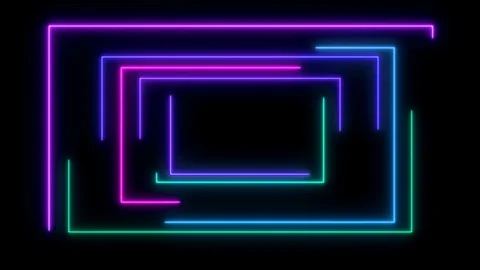 Abstract light neon frame on black background. laser show looped animation Stock Footage 124218885