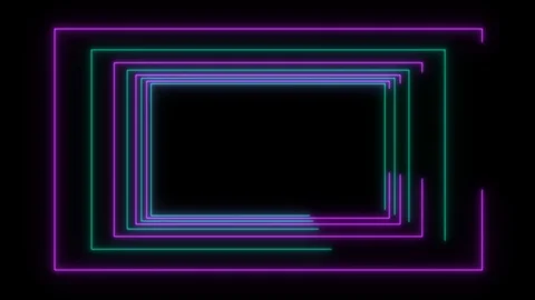 Abstract light neon frame on black background. laser show looped animation Stock Footage 124218905
